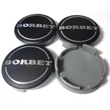 4X Original Borbet Felgendeckel | Nabendeckel Nabenkappe Matt Schwarz Silber Center Cap 55mm NEU!