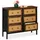 Relaxdays Kommode, 6 Schubladen, Rattan-Optik, Flur, Schlafzimmer, HBT: 83x100x32 cm, Sideboard, Metall, braun/schwarz