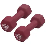 body coach Kurzhantel Neopren-Hantel Set 0,5kg 1kg 2kg 3kg 5kg - 2 x Fitness Kurzhantel, (Set, 2er), eckig abgeflachte Form rot