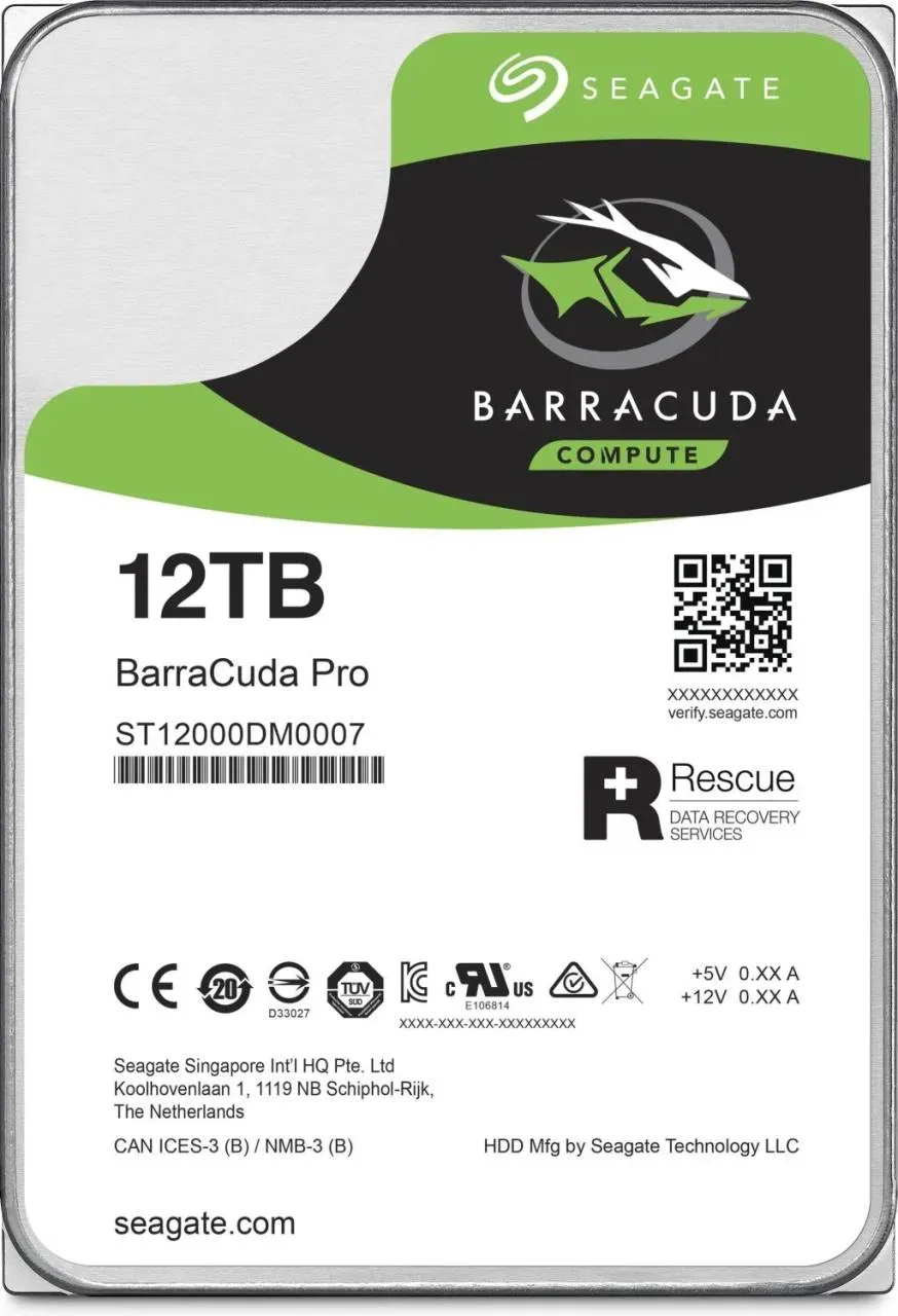 Seagate BarraCuda Pro 12TB HDD 3.5 Zoll Festplatte SATA 6Gb/s 7200rpm Recerti...