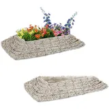 Blumentopf, Pflanzenübertopf 2er Set, Blumenkorb, Blumengefäß, Rattan Pflanzkorb