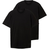 TOM TAILOR Herren 1037741 Doppelpack T-Shirt im unifarbenen Design im 2er-Pack, Black, XL