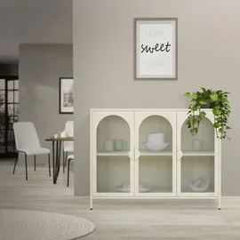 ML-Design Vitrinenschrank 120 x 93 x 40 cm Creme / Weiß