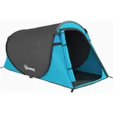 Outsunny Pop-Up Zelt für 1-2 Personen  Leichtes Campingzelt für 3 Jahreszeiten, Polyester & Glasfaser, Blau+Grau, 220x108x110cm  Aosom