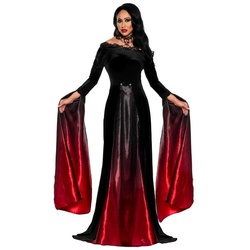 Underwraps Kostüm Hexen Vampirlady Kostüm für Karneval und Halloween, Satinglänzendes Kleid für düstere Damen rot