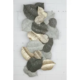 Casablanca by Gilde Wanddekoobjekt CASABLANCA BY GILDE "Wandrelief Blätterregen", grün (goldfarben, grün), B:113cm H:60cm T:7cm, Metall, Wanddekoobjekte
