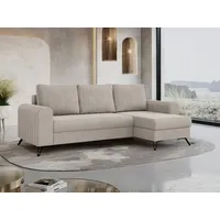 Ecksofa L-form, Bettsofa mit Schlaffunktion, zwei Bettkasten - AXEL - Beige - Beige