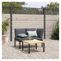 Furnicato Gartenbank mit Kissen Schwarz Aluminium