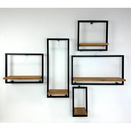 Andas Ablageelement ANDAS "Londen", schwarz (natur, schwarz), B:70cm H:40cm T:20cm, Massivholz, Regale, aus Metall, Ablageflčhen aus massiver Eiche