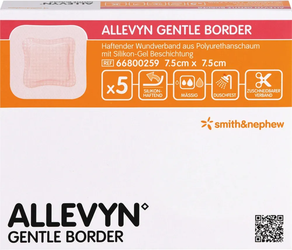 Allevyn Gentle Border 7,5x7,5 cm Schaumverb. 5 St