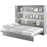 MEBLINI Schrankbett Bed Concept - Wandbett mit Lattenrost - Klappbett mit Schrank - Wandklappbett - Murphy Bed - Bettschrank - BC-14-160x200cm Horizontal - Grau Matt mit Matratze