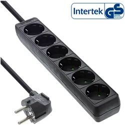 InLine Steckdosenleiste - 6-fach Schutzkontakt - schwarz - 3m
