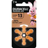 Duracell Batterie Zinc Air, 13, 1.4V Easy Tab, Retail Blister (6-pack) Hörgerätebatterie