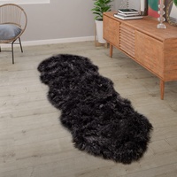 Paco Home Kunstfell Fellteppich Imitat Teppich Hochflor Sitzkissen Herzform Rund Fell Form, Grösse:55x160 cm Fell-Form, Farbe:Schwarz