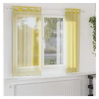 VidaXL Voile Vorhänge mit Ösen 2 STK. Gelb, Gardine,