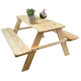 Kistenkolli Altes Land Sitzbank für Kinder 90x90x48cm In Natur Gartenbank Garnitur mit runden Ecken