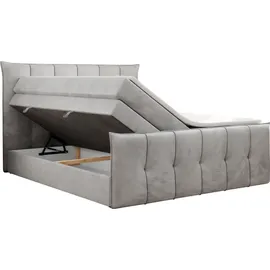 MKS King Boxspringbett 140 x 200 cm H3 Hellgrau