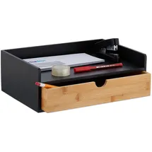 Relaxdays Schreibtisch Organizer Bambus Schwarz/Natur
