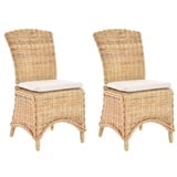 Krines Home Esszimmerstuhl 2er Set Esszimmersessel Rattan Esszimmerstuhl Rattanstuhl Korb-Stuhl beige