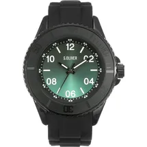 s.Oliver SO-4256-PQ Kinder-Armbanduhr, Kunststoff-Gehäuse - Schwarz