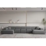 Fun Möbel Wohnlandschaft U-Form CELES PREMIUM XL in Stoff Ascot Bukla Graphit - Grau