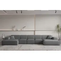 Fun Möbel Wohnlandschaft U-Form CELES PREMIUM XL in Stoff Ascot Bukla Graphit - Grau