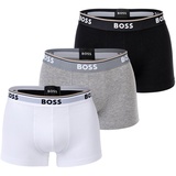 Boss Herren Trunks, 3er Pack - 3P Power, Boxershorts, Cotton Stretch, Logo, uni Weiß/Grau/Schwarz XL