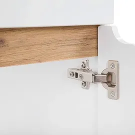 Lomadox - Waschtischunterschrank 80 cm SOLNA-56 Hochglanz weiß mit Wotaneiche, b x h x t ca. 80 x 85 x 46cm