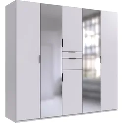 Drehtürenschrank WIMEX "Moldau Kleiderschrank mit Spiegel Schlafzimmerschrank Bestseller", weiß, B:225cm H:208cm T:58cm, Spanplatte, Schränke, Wähle deine Innenausstattung fertig konfiguriert im Schrank