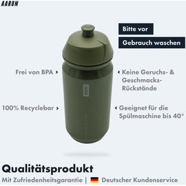 AARON ECO Trinkflasche 100% Biologisch abbaubar, 500 ml, leicht und auslaufsicher, praktische BPA-freie Wasserflasche für Sport, Fitness, Wandern, Outdoor in grün
