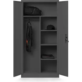 Jan Nowak Metallschrank C34 Aktenschrank Werkzeugschrank Umkleideschrank Spind Flügeltüren Kleiderstange Pulverbeschichtung Metall Abschließbar 185 cm x 90 45 Cm (h B x T: Anthrazit