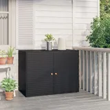 ADWOA Gartenschrank Schwarz 100x55,5x80 cm Poly Rattan Gartenschrank Holz Spind Schrank