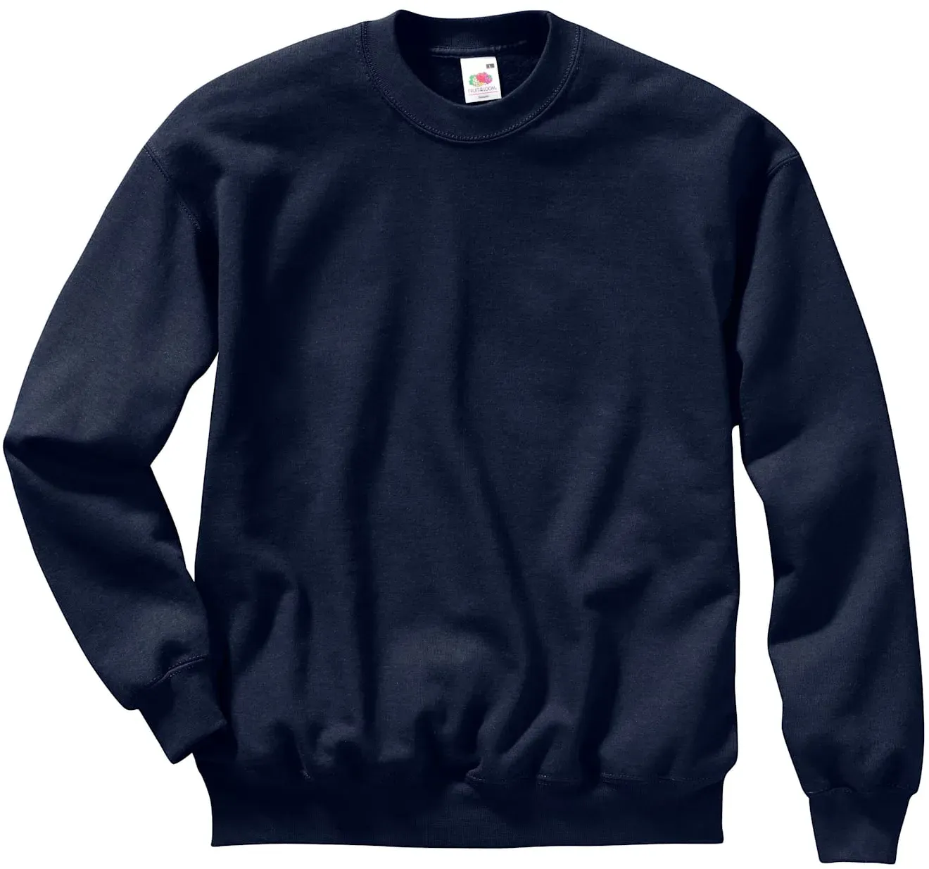 Sweatshirt FRUIT OF THE LOOM, Damen, Gr. 8, blau (dunkelblau), 80% Baumwolle, 20% Polyester, unifarben, Rundhals, Sweatshirts Sweatshirt