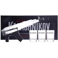 Kalashnikov Original Vodka Machine Gun Classic Box 40% Vol. 0,7l in Geschenkbox mit 3 Gläsern