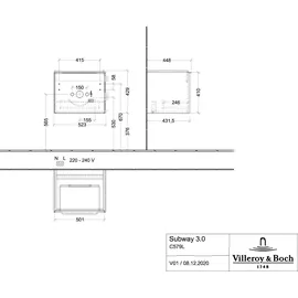 Villeroy & Boch Waschbeckenunterschrank 1 Auszug 52,3 x 43,2 x 44,8 cm Pure White