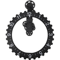 AUNMAS Große Hängende Zahnraduhr, Rhythmische PVC-Zahnräder, Edelstahl, Mechanische Zahnraduhr, Retro-Wandkunst, Dekorative Uhr (Black)