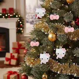 sarcia.eu Hello Kitty SET Weihnachtsbaumkugeln, UNZERBRECHLICH, KUNSTSTOFF-Weihnachtsbaumschmuck, SET 6 Stück
