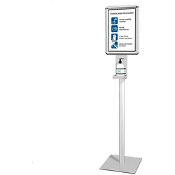 Hand-Desinfektionsständer PREMIUM - stabiles Alu-Gestell inkl. Klapprahmen DIN A3