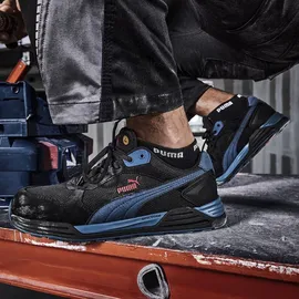 Puma Sicherheitsschuhe, Frontside Black/Blue LOW Sicherheitshalbschuh S1P (S1P, 44