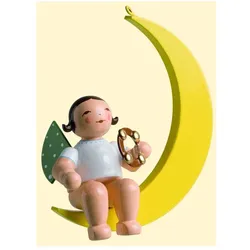Wendt und Kühn Christbaumengel mit Schellenring im Mond Größe 8-8,5 cm