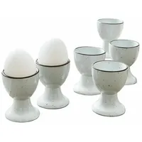 Loberon Eierbecher 6er Set Biarré - Steingut mit Zierendem