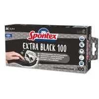 Spontex Extra Black Einmalhandschuhe, Vinyl 12933017 , 1 Packung = 100 Handschuhe, Größe 7 - 7,5