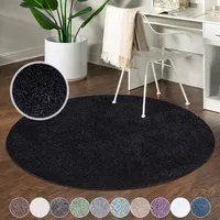 Carpet City Shaggy", schwarz, H:30mm Ø:80cm, Polypropylen, Teppiche, Teppich