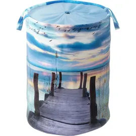 Sanilo Wäschekorb »Sunset« kräftige Farben, samtweiche Oberfläche, mit Deckel blau