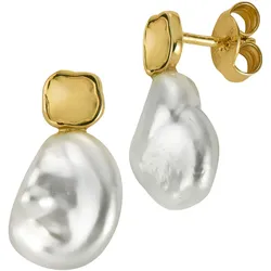 Paar Ohrstecker FIRETTI "Schmuck Geschenk Gold 333 Ohrschmuck Ohrringe Perlen", gold (gelbgoldfarben, weiß), Ohrringe, Damen, Gelbgold 333-Perlen, Gelbgold 333, Perlen, Made in Germany - mit Keshi-Zuchtperle