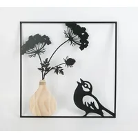 Trendline Wandbild Metall Blumen mit Vogel 40 x 1