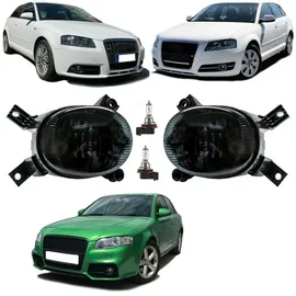 LLCTOOLS DM Autoteile Set Nebelscheinwerfer Smoke Schwarz + H11 für A3 8P A4 8E B7