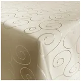 Tischdecke Hochwertig Tischdecken Stofftischdecke Tischtuch Ornamente Tafeldecke Bügelarm Seidenglanz schnelltrocknend Bügelfrei Creme Eckig 90x90cm