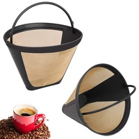 2 Stücke Kaffeefilter Mesh, Kaffeefilter, Kaffee Filter Mesh Korb, Wiederverwendbare Kaffeefilter-Netz, Edelstahl Dauerhaft Wiederverwendbar Feines Netz Mit Griff für Meisten Kaffeemaschinen(Golden)