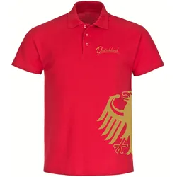 multifanshop Poloshirt - Deutschland - Adler seitlich Gold - Druck gold metallic - Polo